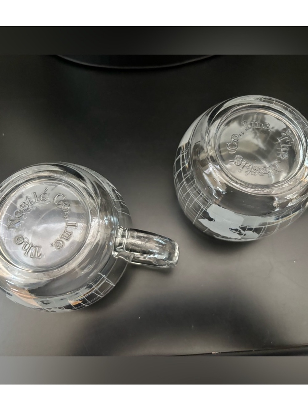 Vintage The Nestle Co. Inc World Map Globe Set of Two Glass Coffee Tea Mug Cup - Picture 5 of 9